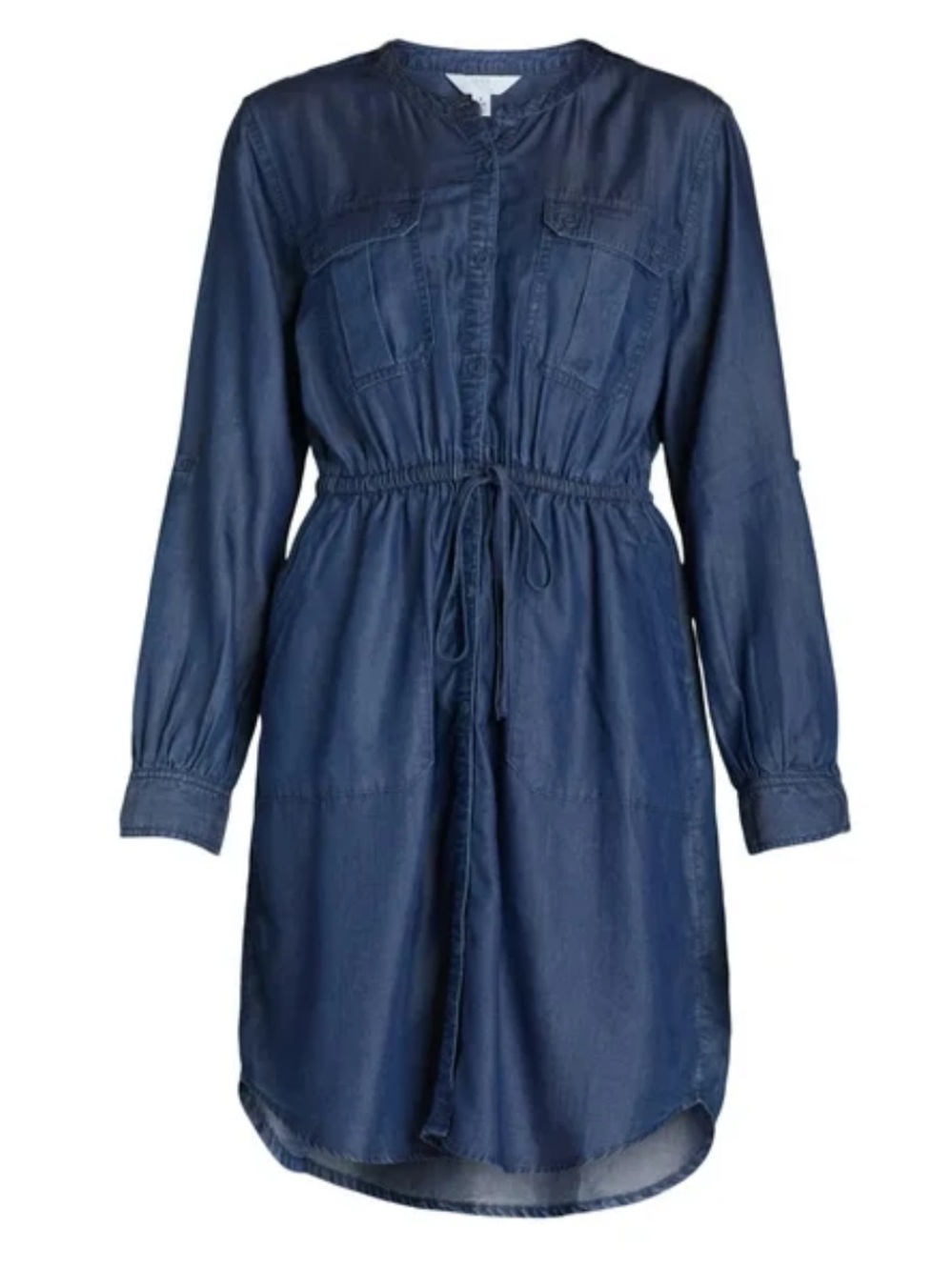 Time and Tru Blue Utility Shirt Dress 1X NWT Lyocell Soft Denim Elastic Waist